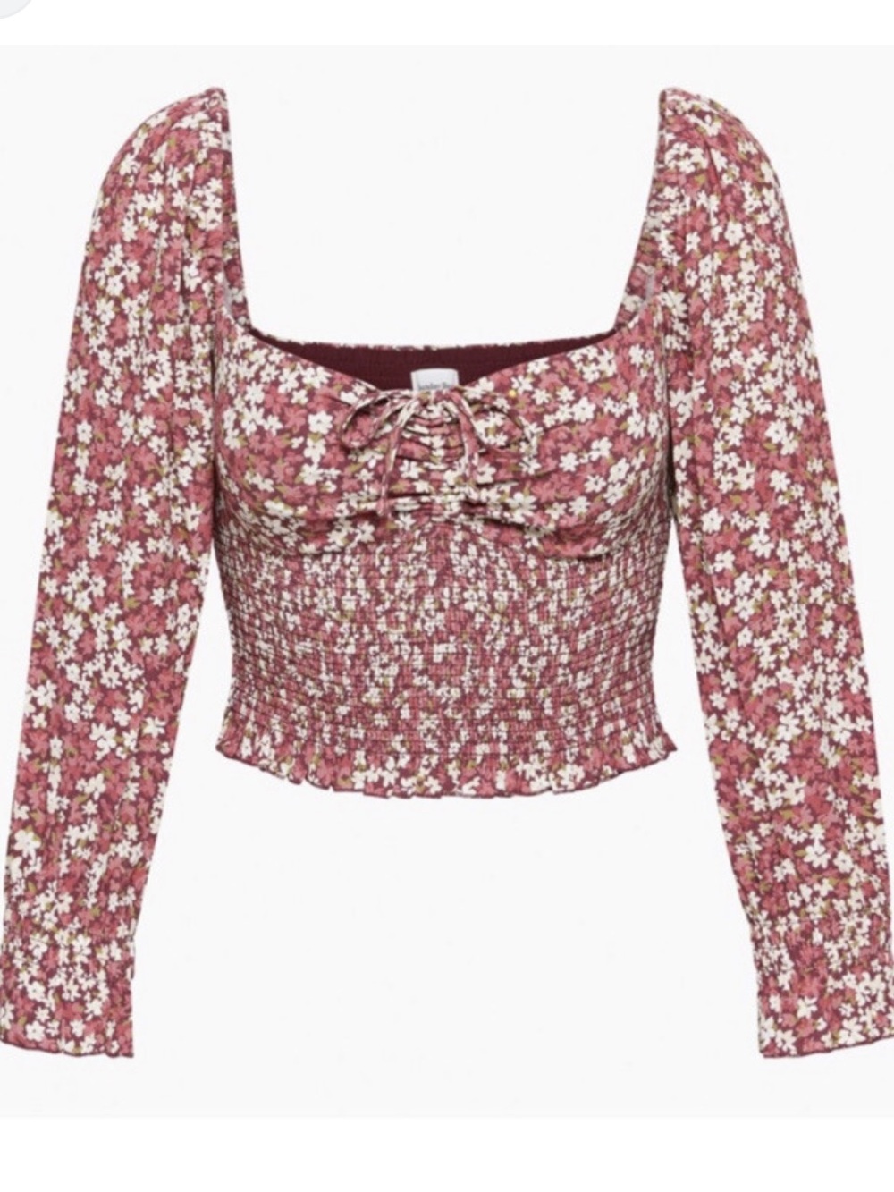 Aritzia Sunday Best Sinatra Long Sleeve Smocked Floral Sweetheart Top Size S